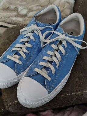 Converse Women's Light Blue Canvas Low-Top Sneakers with White Toe Caps